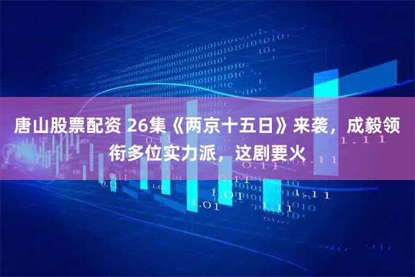 唐山股票配资 26集《两京十五日》来袭，成毅领衔多位实力派，这剧要火